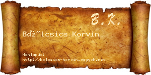 Bölcsics Korvin névjegykártya